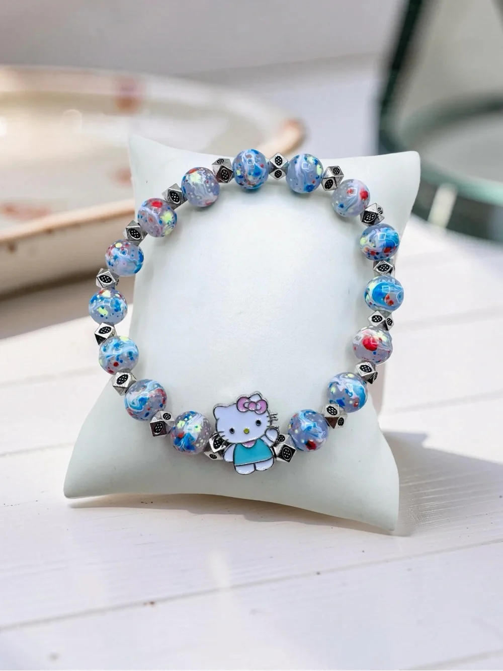 Hello Kitty Beaded Stretch Bracelet | 8mm Beads | 7.5” Wrist